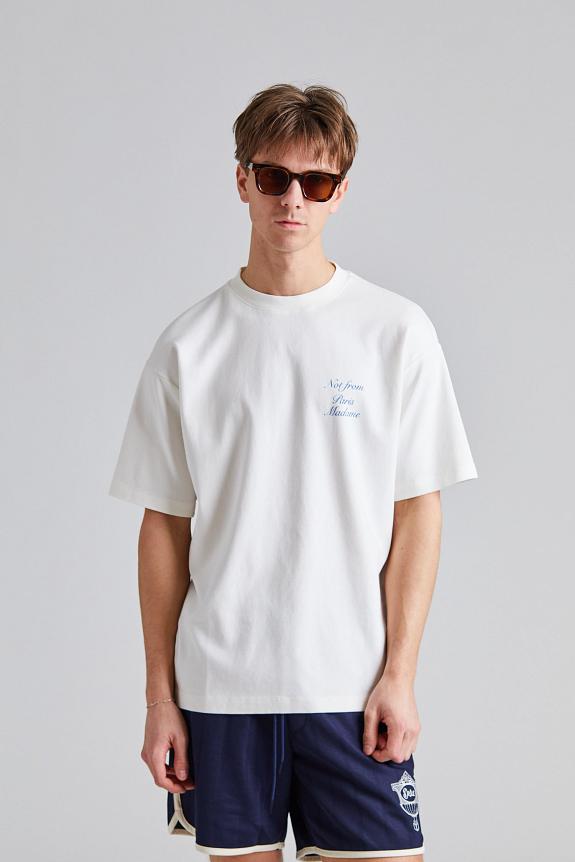Drôle de Monsieur Le T-Shirt Slogan Cursive Off White